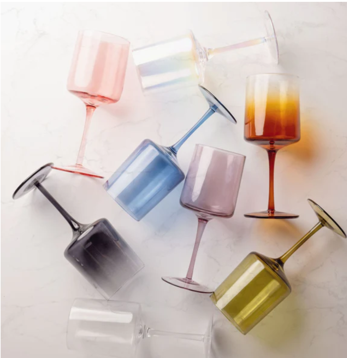 Mid Century Modern Blue AstroShields 15 oz Stemless Wine Glass