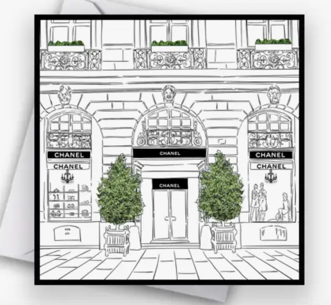 Chanel Inspired Window Shopping Greeting Card