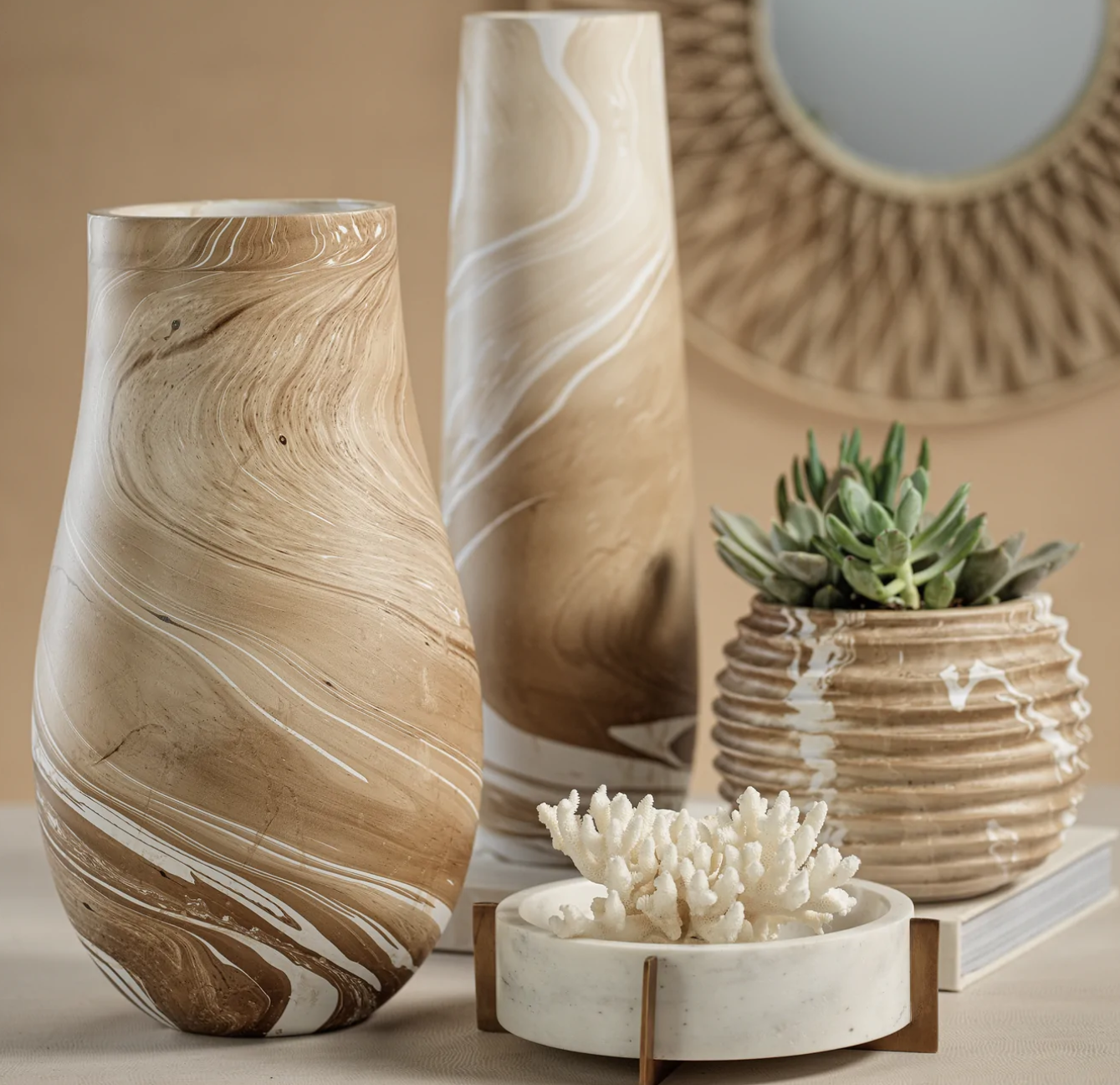 Mango Wood Marbelized Vase