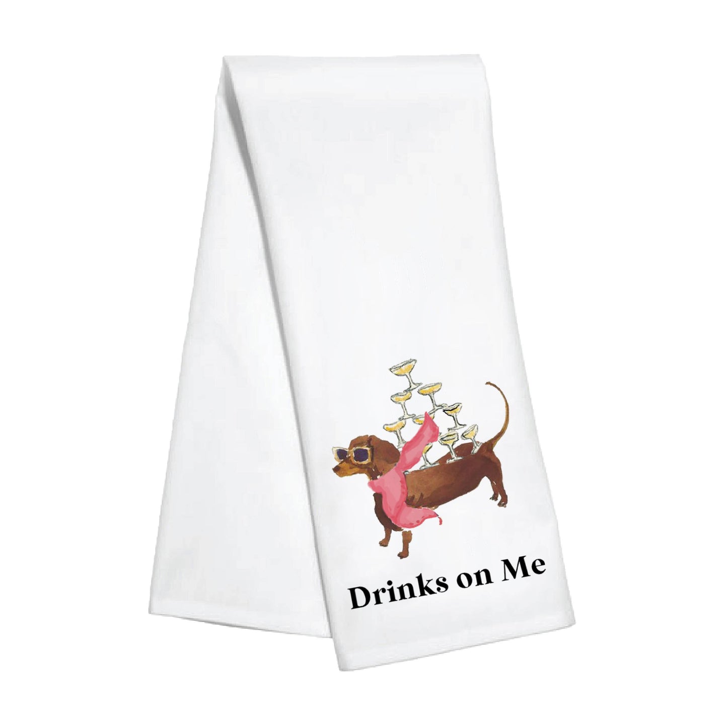 Kitchen Towels- Drinks on Me Holiday Dog