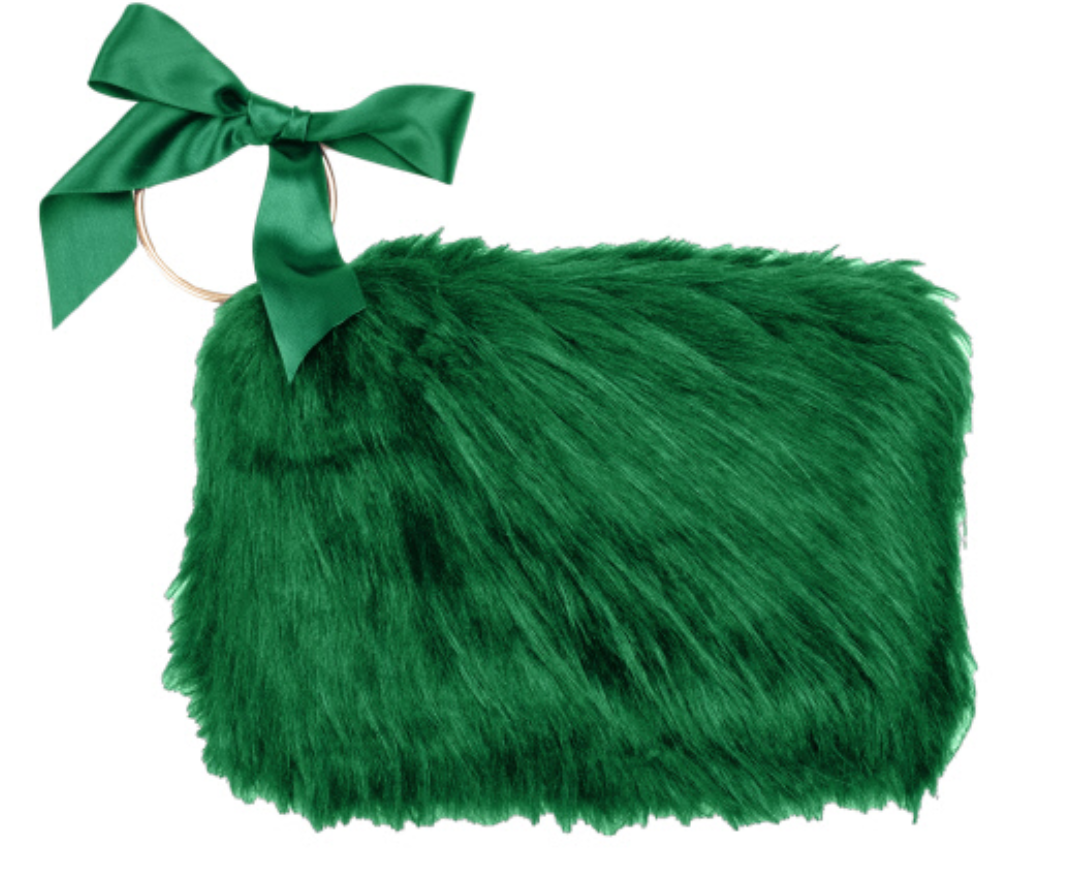 Emerald Green Faux Fur Clutch