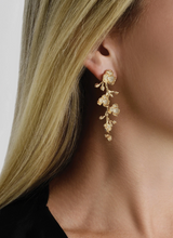 Load image into Gallery viewer, Orchid Pave Clear White Dangle Earrings

