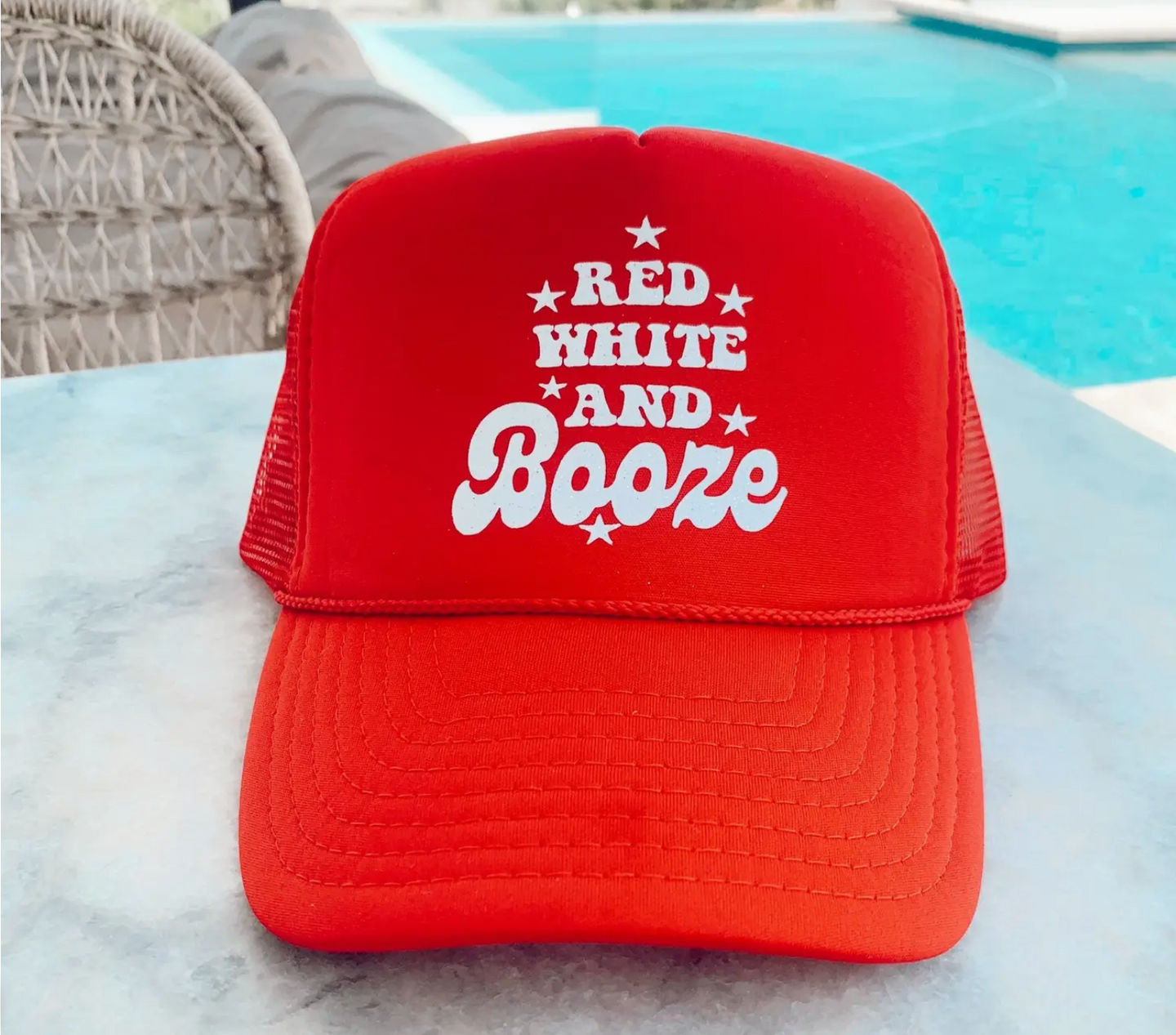 Red White and Booze Trucker Hat