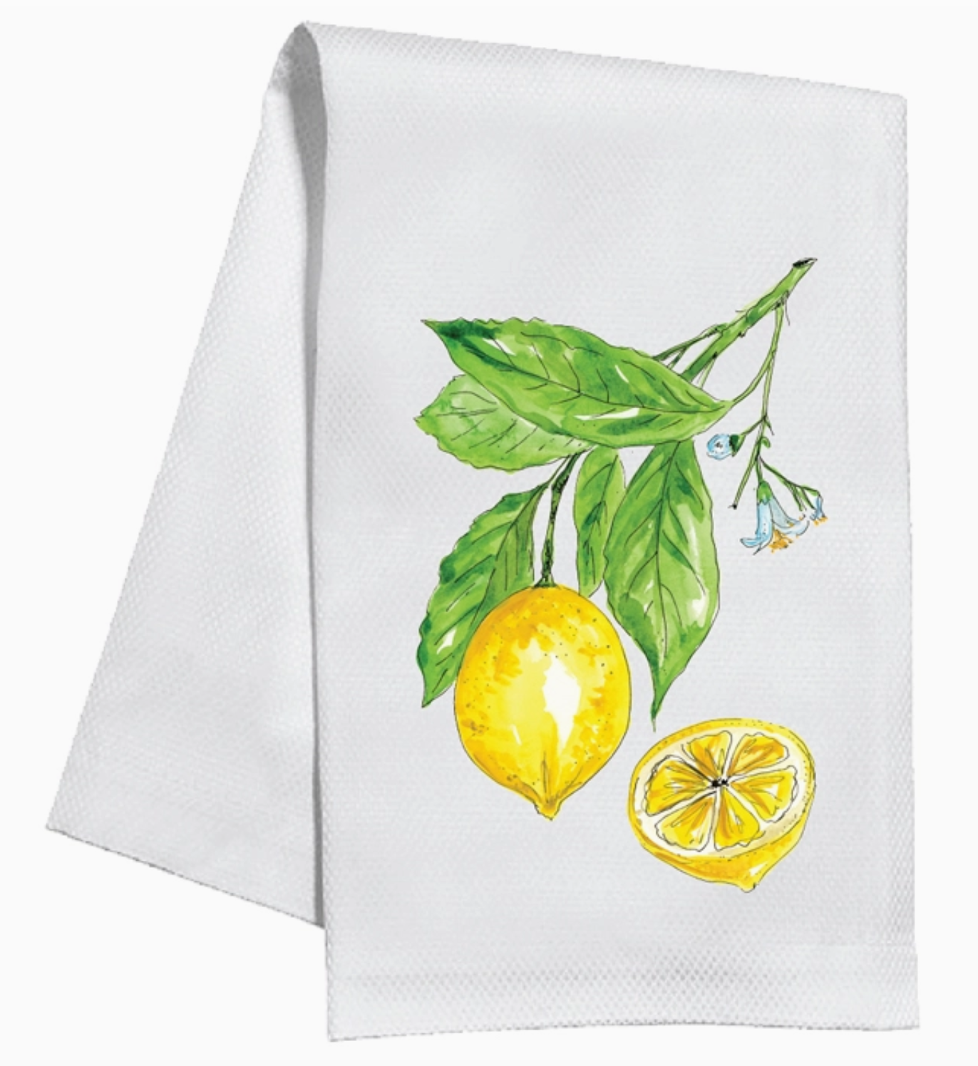 Handpainted Lemons on a Branch Kitchen Towels