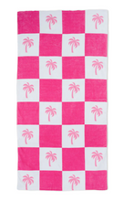Load image into Gallery viewer, Pink Palm Tree Beach Towel
