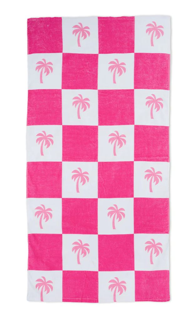 Pink Palm Tree Beach Towel