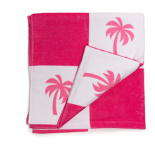 Load image into Gallery viewer, Pink Palm Tree Beach Towel

