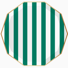 Load image into Gallery viewer, Emerald Green Cabana Stripe Plates
