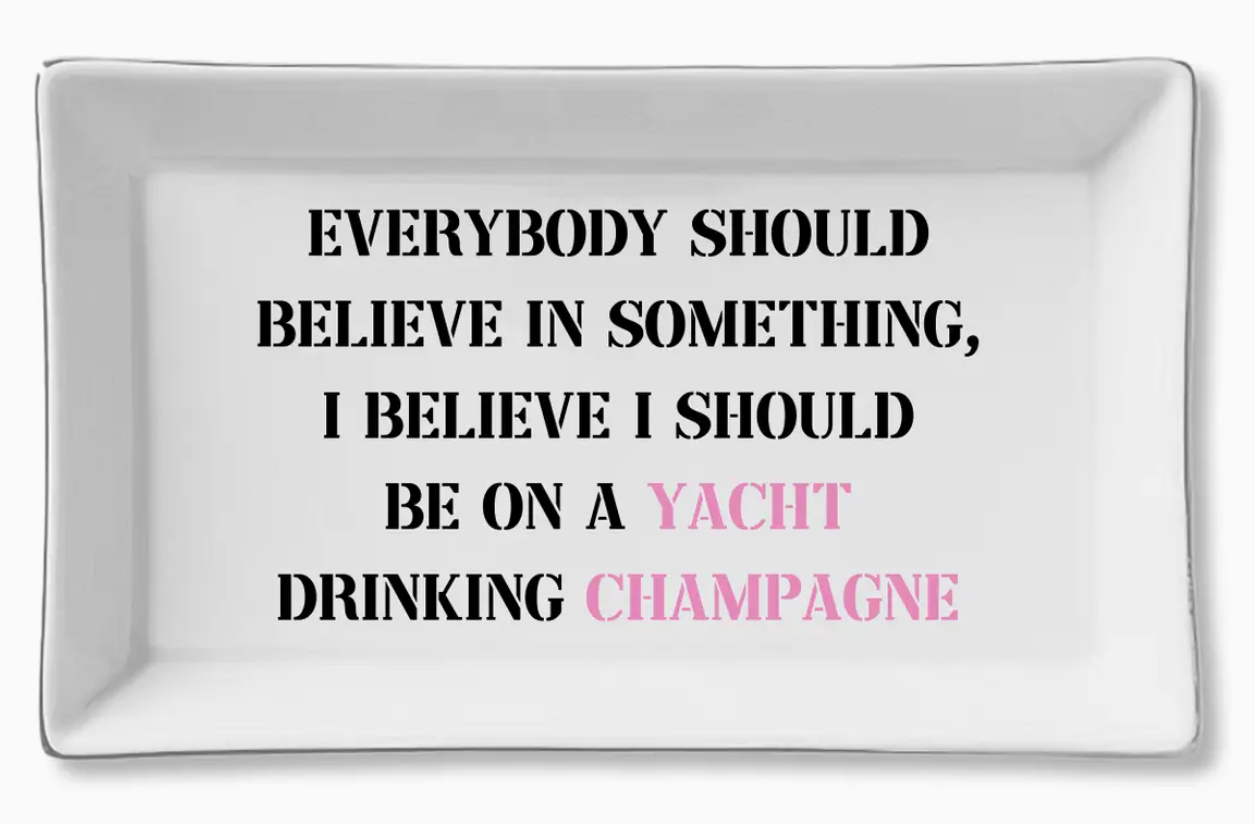 Trinket Tray-Drinking Champagne