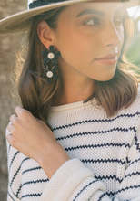 Load image into Gallery viewer, Stacked Black Floral Earrings
