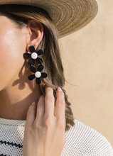 Load image into Gallery viewer, Stacked Black Floral Earrings
