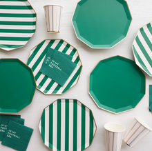 Load image into Gallery viewer, Emerald Green Cabana Stripe Plates
