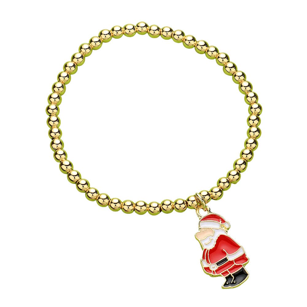 Christmas Stretch Gold Bead Bracelets