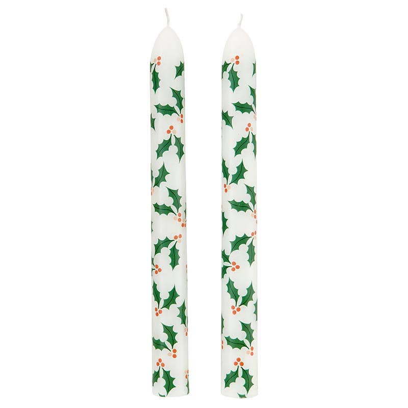 Tapered Candle -Holly - Set of 2