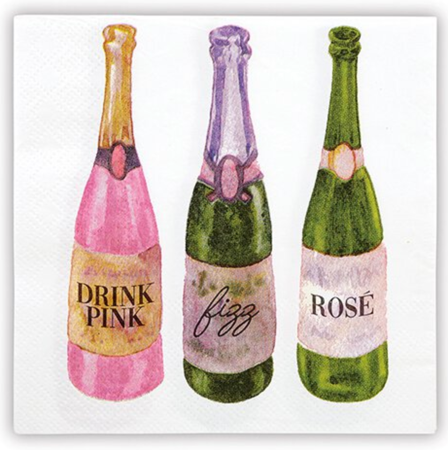 Paper Cocktail Napkin - Wine & Champagne  bottles