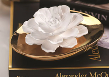Load image into Gallery viewer, Gold Diffuser with Ceramic Flower
