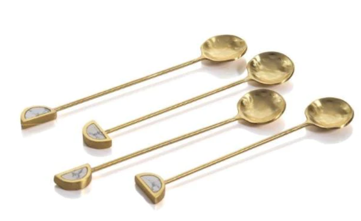Gold Small Teaspoons-Gold & White
