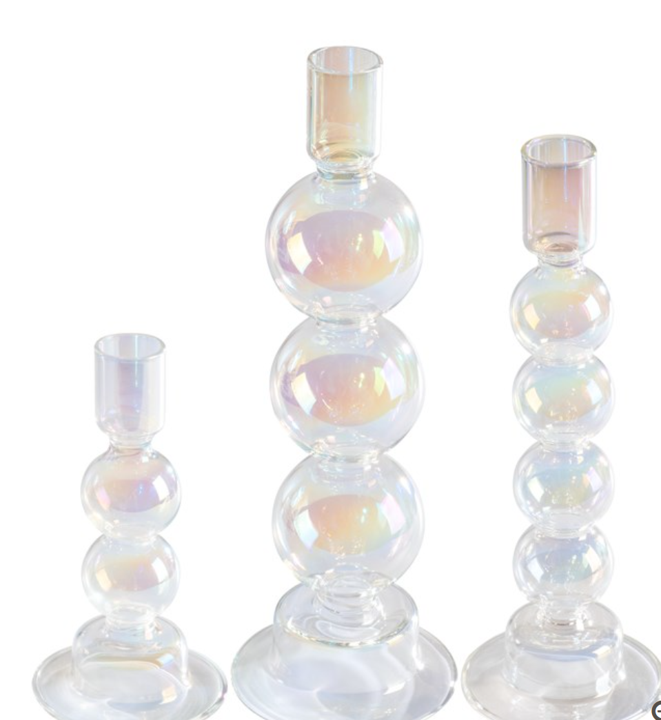 Candle Holder-Clear Luster Set of 3